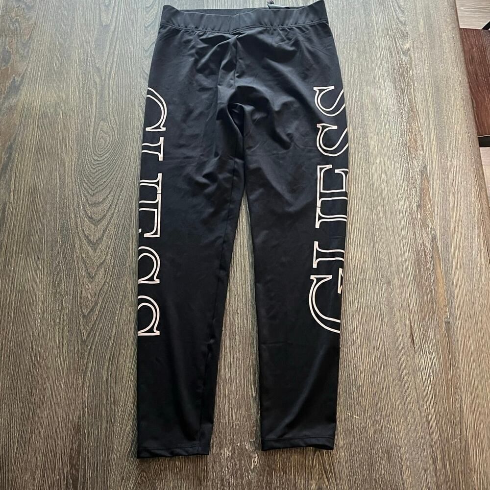 NWOT Guess Crop Leggings High Rise Elastic Waist Pull-On Logo Print Black Size M